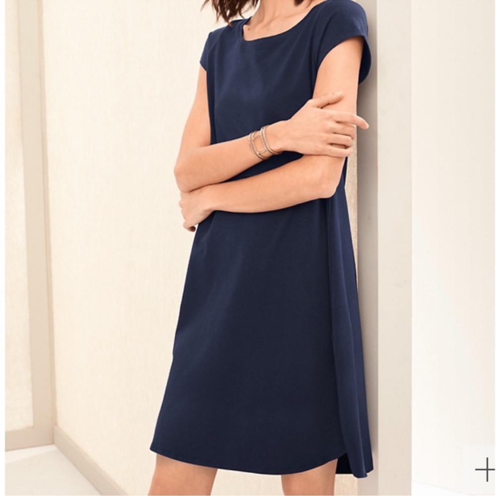 Eileen fisher organic cotton shirt dress in navy blue size XS